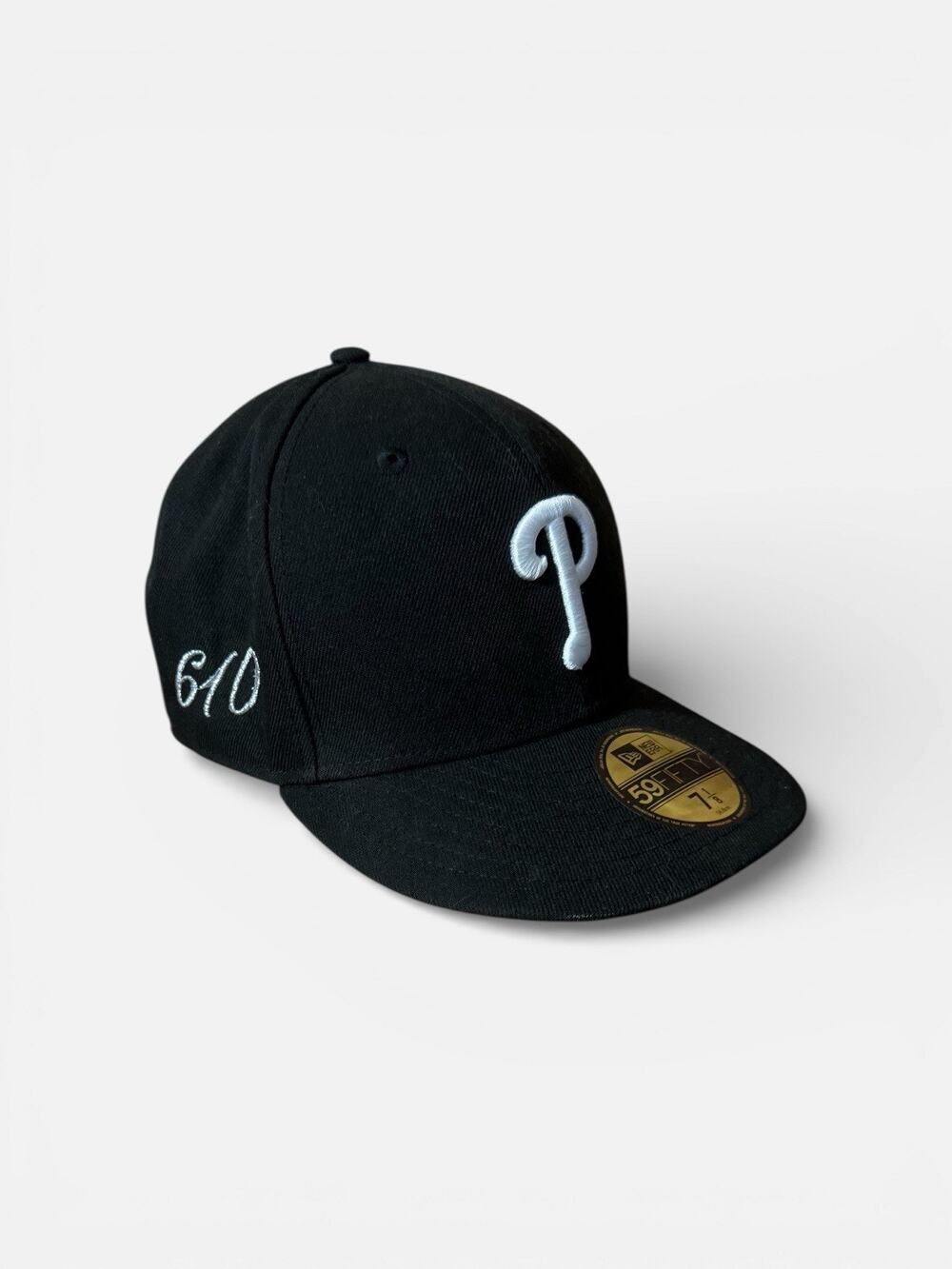 Men's New Era Black Philadelphia Phillies 59FIFTY Fitted Hat “610”; Sz 7 1/8